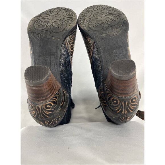 Italmoda Leather Artsy Lace Buckle Zip Boots Womens EU Size 37 - Picture 11 of 14